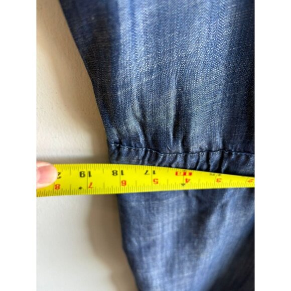 Vertigo Womens Sleeveless Drawstring Straight Leg Denim Jumpsuit Blue Sz M - Picture 6 of 12